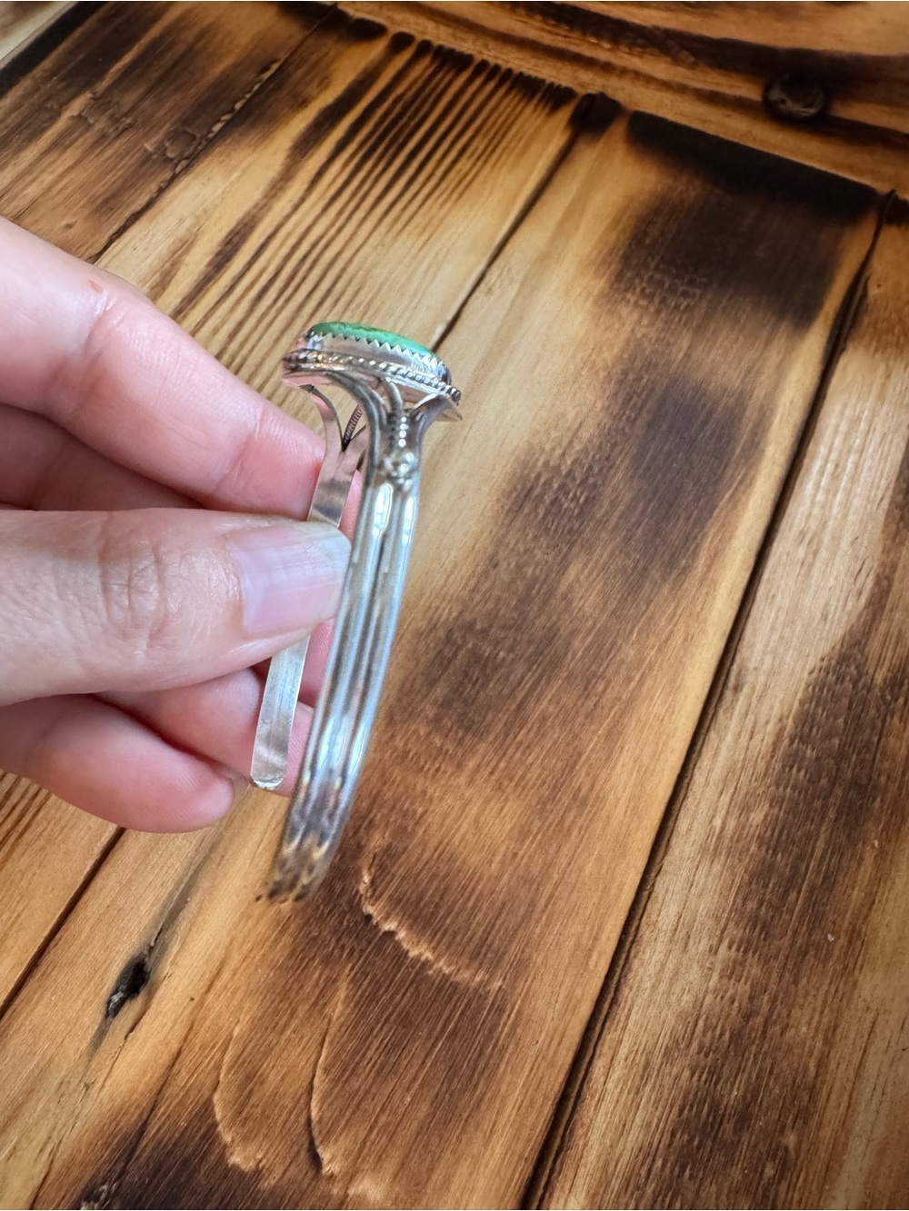 Native American Sterling Silver Sonoran Turquoise Bracelet - Picture 2 of 6